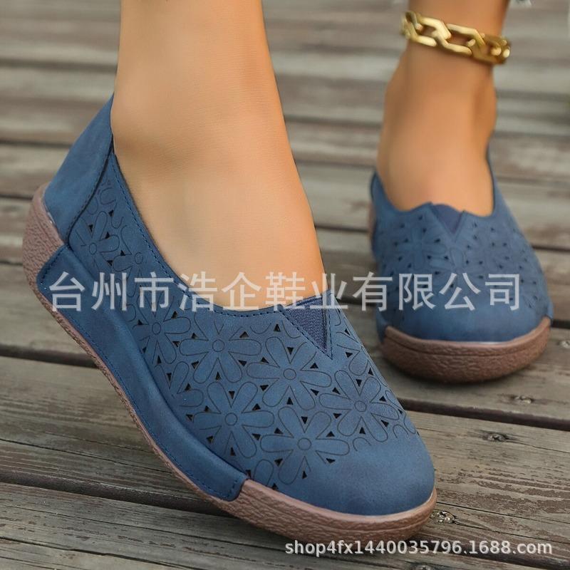 Summer new casual single shoes women's thick-soled round head light and comfortable casual shoes large size women's shoes