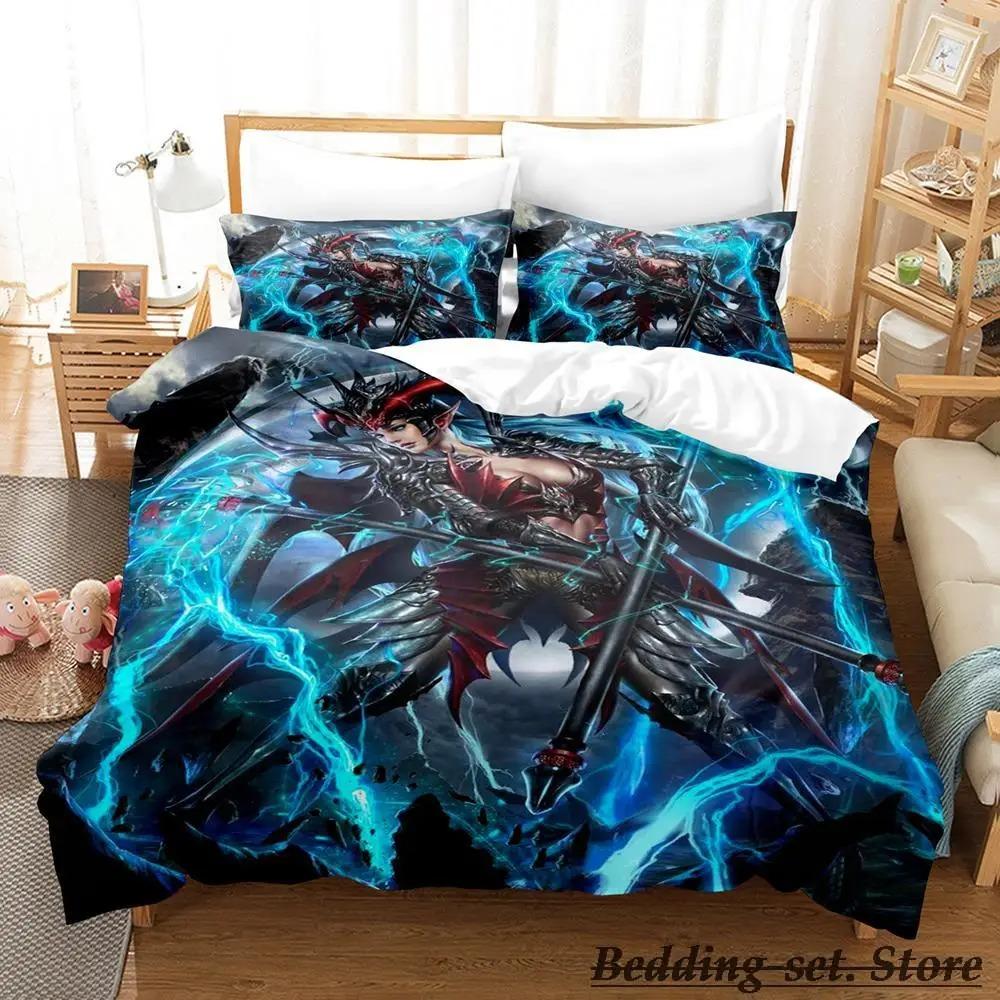 Black Summoner Anime Bedding Set Single Twin Full Queen King Size Duvet Cover Sets for Adult Kid Bedroom