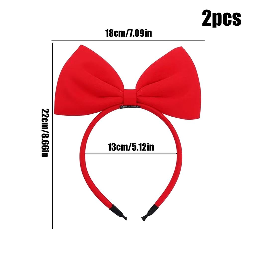 Umeloeo Band-Haarreifen, Set mit 2 Stück, Niedliches Rot, Große Schleife als Haarschmuck, Prinzessinnen-Haarreifen, Prinzessinnen-Accessoires, Cosplay, Lolita, Kostüm,