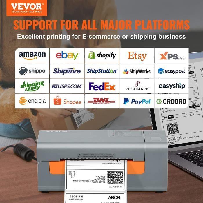 Imprimante d'Étiquettes - VEVOR - 4x6 - Thermique Direct - 150 mm/s - Compatible Windows/MacOS/Linux