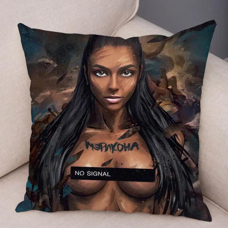Bedroom Living Room Pillowcase Dark Gothic Tattoo Sexy Beautiful Girl Decorative Cushion Cover Sofa Car