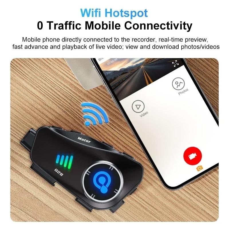 Motorcycle Bluetooth Helmet Headset Bt5.3 with Hd Driving Recorder Wireless Camera 1080P Hard Disk Video Recorder Call Headset