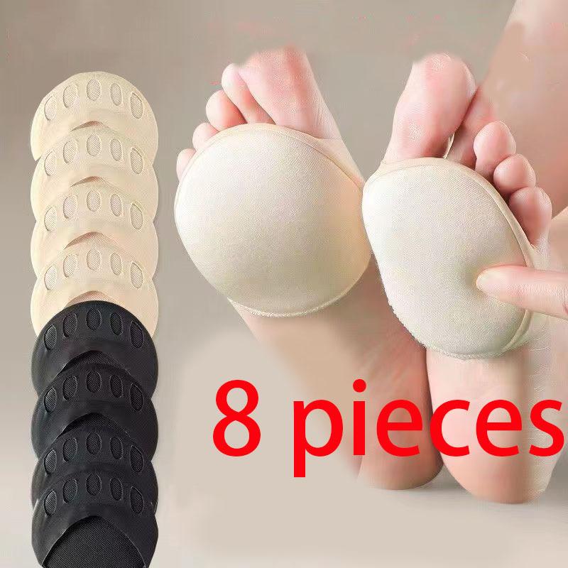 8Pcs/4-Pairs invisible shoe insoles, high-elastic arch support and forefoot cushion. Soft metatarsal pads fit high heels