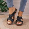 Plus Size Women's Shoes 24 Summer New Cross Strap Solid Color Beach Slippers