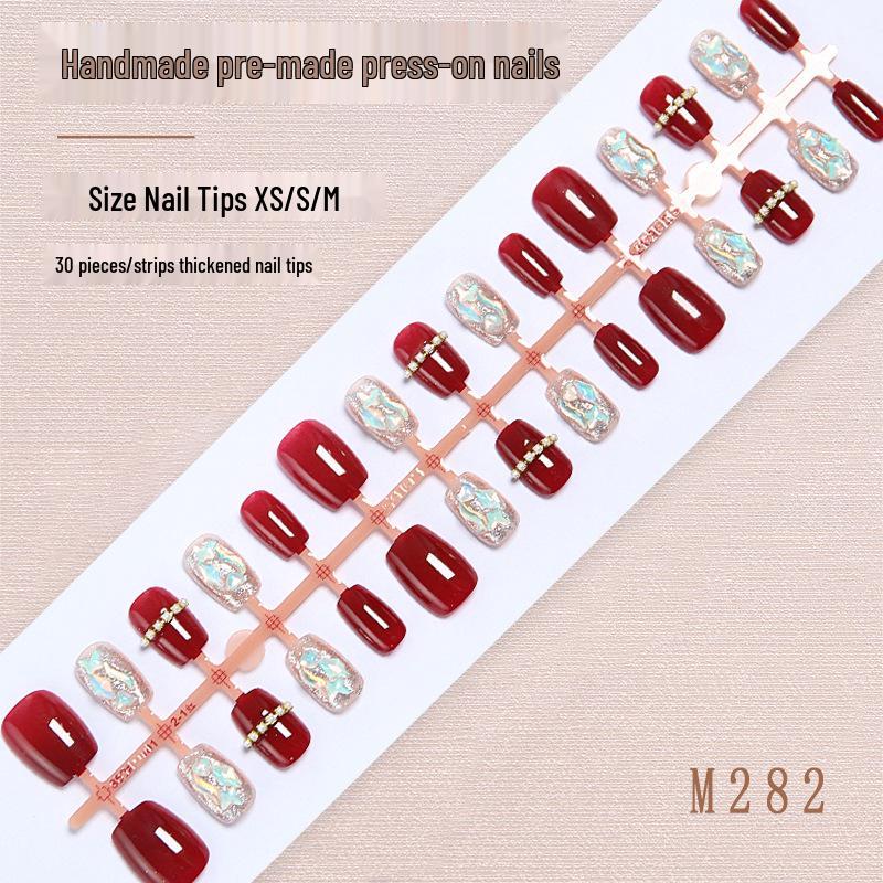 

Cherry Red Cat Eye Nail Art Tips: High-End Brightening Stickers for Autumn & Winter