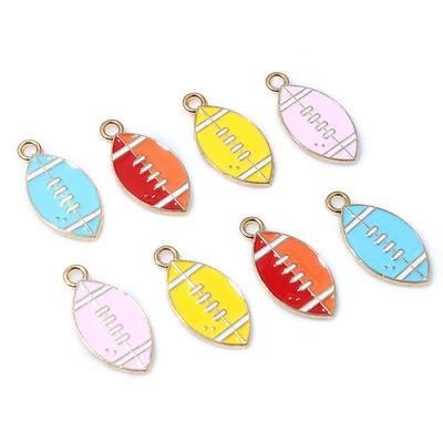 20 stuks 20x10mm Email Rugby Kleine Bedeltjes Hanger Zinklegering Metaal DIY Sieraden Maken Accessoires Onderdelen voor Armband Ketting
