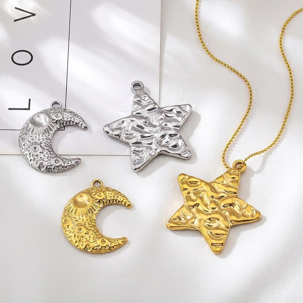 5pcs Stainless Steel Large Sun Star Moon Charms for DIY Women Necklace Bracelet Earrings Pendant Jewelry Craft Making Supplies