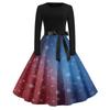 Women's Casual Fashion Round Neck Christmas Printed Vintage Dress