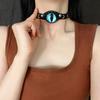 Stylowy Czarny Choker Skórzany z Diabelskimi Oczami Estetyka Harajuku Grunge Punk Rockowy Naszyjnik Damski Łańcuszek na Obojczyk Akcesoria Biżuteria