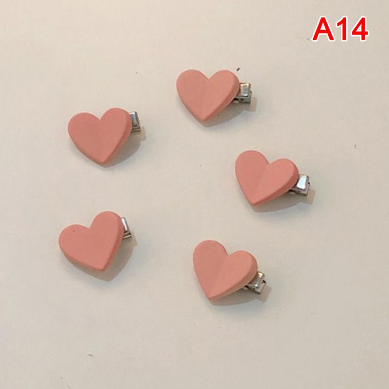 5Pcs So Cute Girls Pink Rose Flower Heart Bow Peach Mini Hairpin Set Sweet Hair