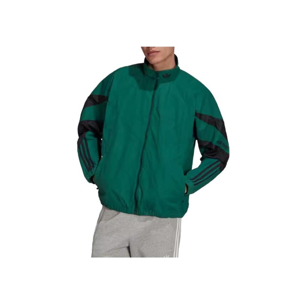 Adidas Striped Stand Collar Jacket Men Jackets Green H06747