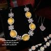 Schmuck Aurora Brasilianischer Eiklar-Chalcedon Blume Gott Edelstein Armband, Neuer Chinesischer Stil, Hühnöl-Chalcedon Halsketten-Set