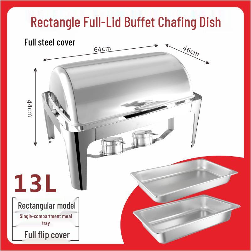 Gold-Plated Stainless Steel Chafing Dish with Glass Lid