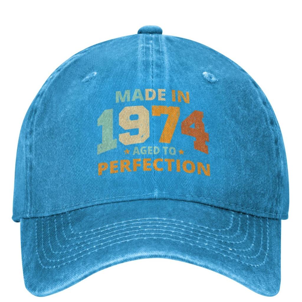 Made In 1974 Aged To Perfection Baseball Cap Merch Classic Distressed Cotton Vintage 50th Birthday Dad Hat Workouts Caps Hat