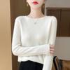 Women's Solid Color Wool Knit Pullover Sweater for Fall and Winter