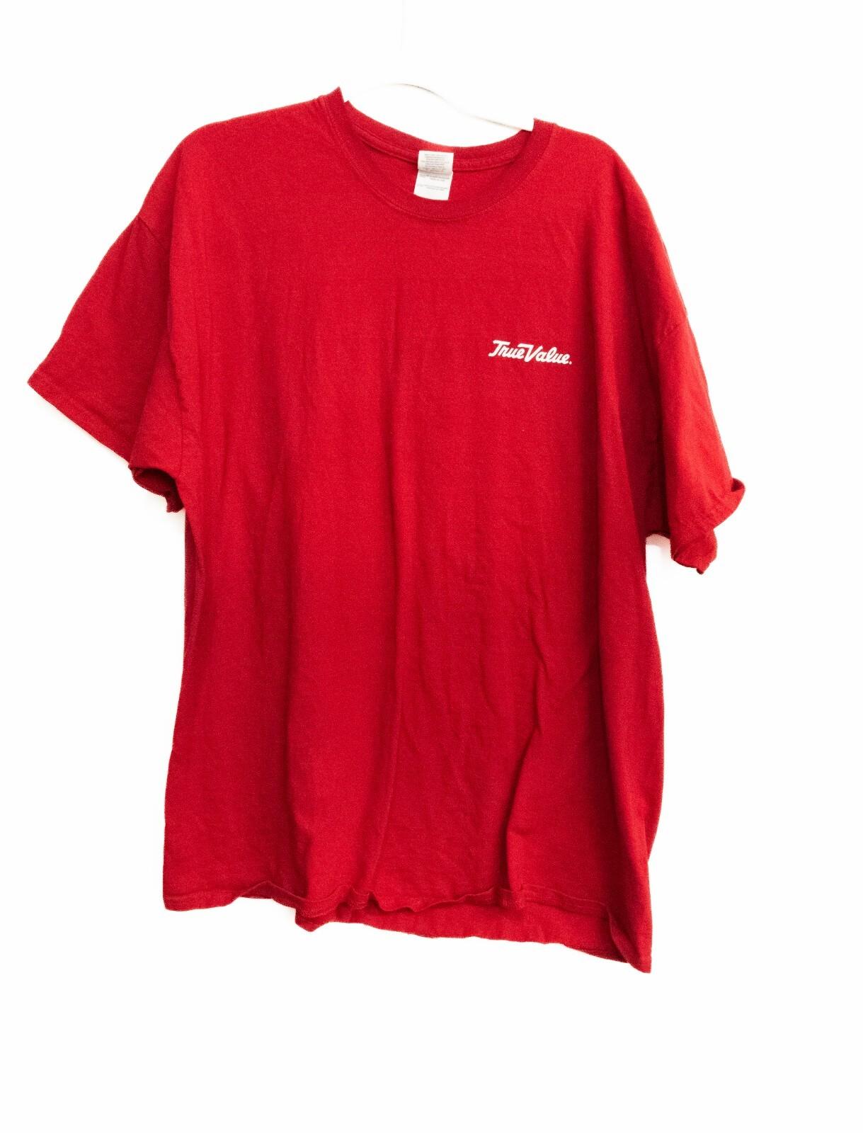Gildan Mens Red Cotton T-Shirt True Value Short Sleeve Crew Neck Solid Knit 2XL S