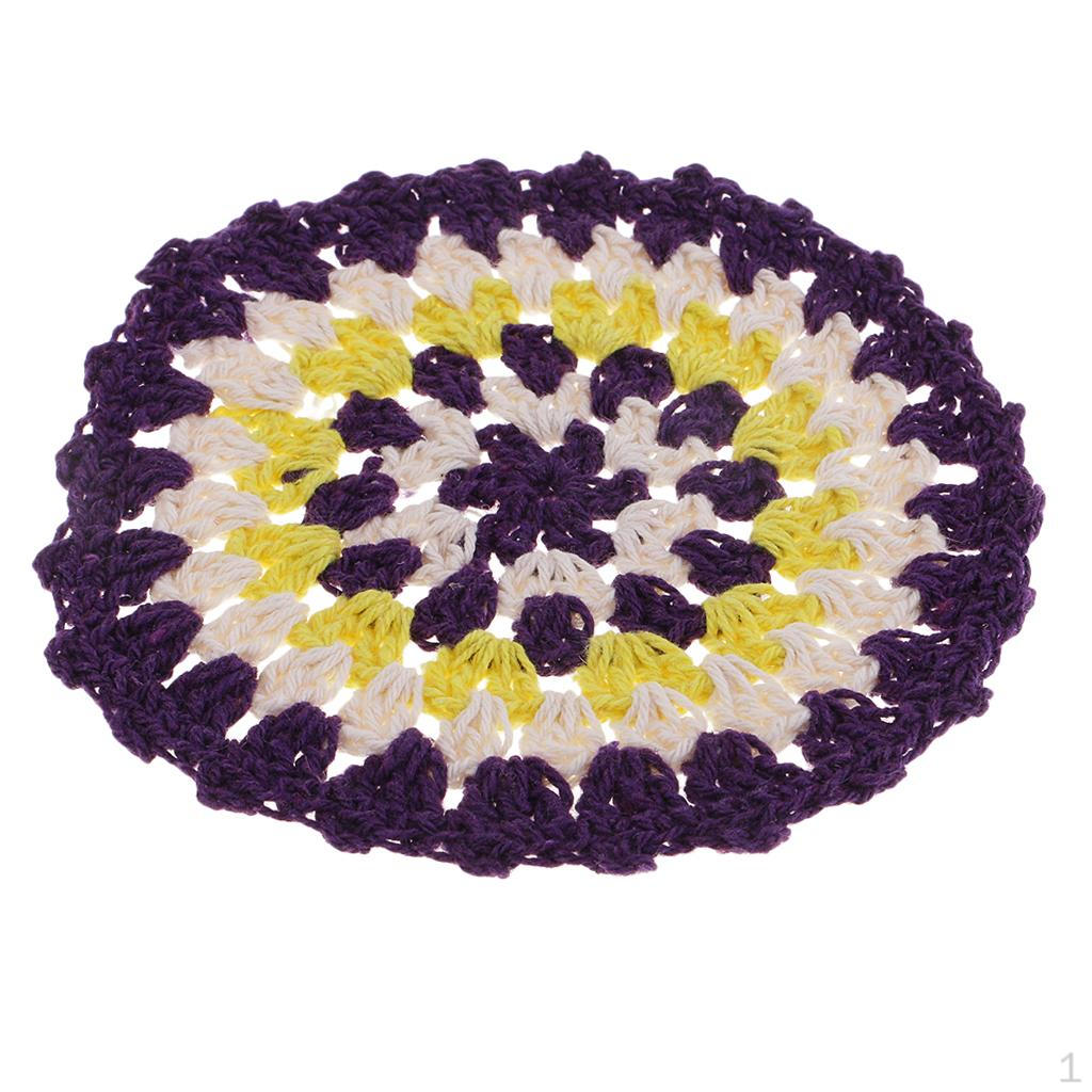110mm Hand Crochet Lace Table Placemat Doilies Round Coaster Mat 1