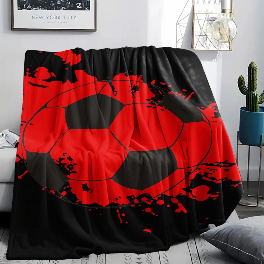 Red Element Cherry Football Print Flannel Blanket,High Quality Comfortable for All Seasons,Home Decor,Warmth and Comfort,Perfect for Christmas Gifts