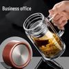 Custom Engraved Double-Layer Borosilicate Glass Tea Cup with Screw Cap