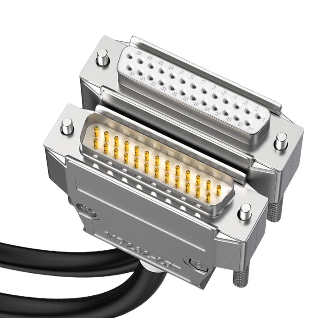 DB25 Hann Hunn Skjøtekabel 26AWG 25-pinners Dobbel Skjermet Ledning Høy Motstand PVC Svart Ulike Lengder