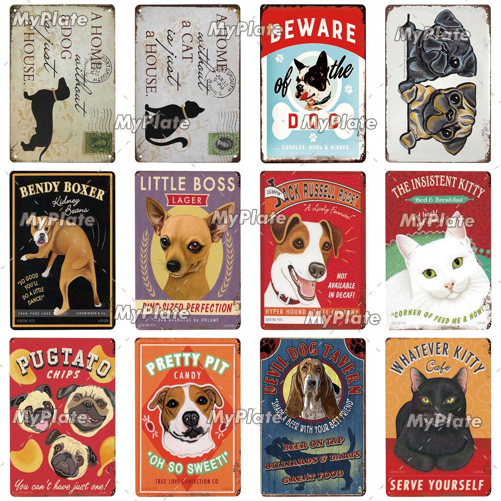 [MyPlate]Cat Poster Metal Sign Vintage Plaque Dog Tin Sign Wall Decor For Club Pet Store Tin Plate Dog Gift
