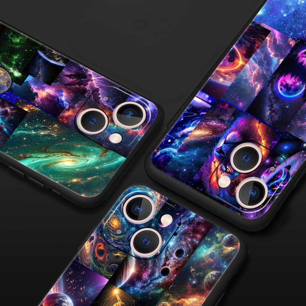 Universe Starry Sky Moon Phone Case Cover for iPhone 17 16 15 14 13 12 11 Pro Max 17 Air Plus Shockproof Soft TPU Shell Fundas