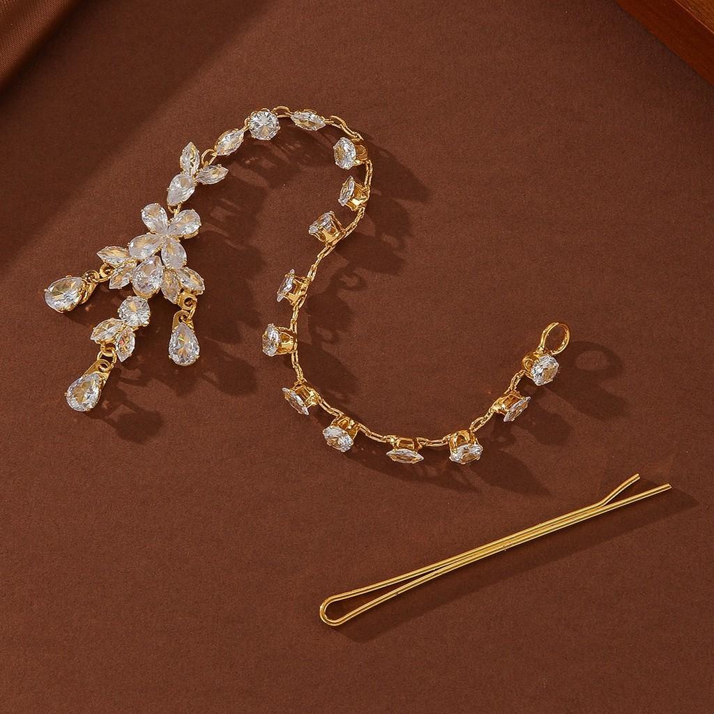 Minimalist Water Drop Hair Band With Sparkling Crystal For Bridal Hair And Party Wear золотой