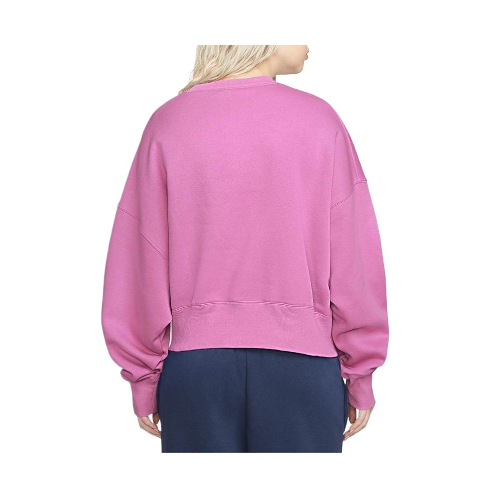 Nike Ropa Deportiva Phoenix Fleece Color Sólido Corte Holgado Cuello Redondo Manga Larga Sudadera Mujer Sudadera Rosa DQ5762-675