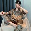Pajamas men's summer ice silk short-sleeved trousers thin men can wear 1011 light luxury home simulation silk home suit