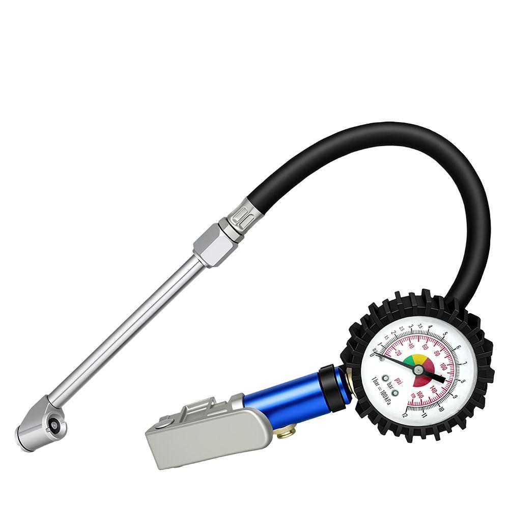 2026 Inflator Gun Tire Inflator Gauge Pump Gun 12 Self clamping Tire Inflator with Air Pressure Gauge and Quick Air Connector чёрный