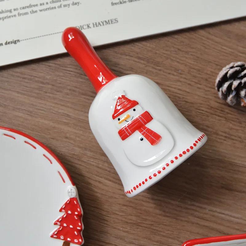 Christmas Day Style Ceramic Dinner Plate Snowman Bells Separator Plate Santa Claus Small Bowl Mug Christmas Ornaments Gifts