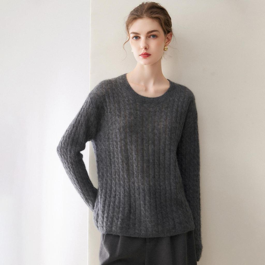 202 Happy Kasha Women's Silk Cashmere Round Neck Sweater