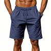 Men Summer Beach Shorts with Pockets Drawstring Elastic Waist Solid Color Versatile Casual Shorts for Daily Wear