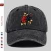 pc pcs Red  Black Rose Trucker Cap for Men  Women  Adjustable Washed Buckle Strap Vintage Washed Baseball Hat Suitable for