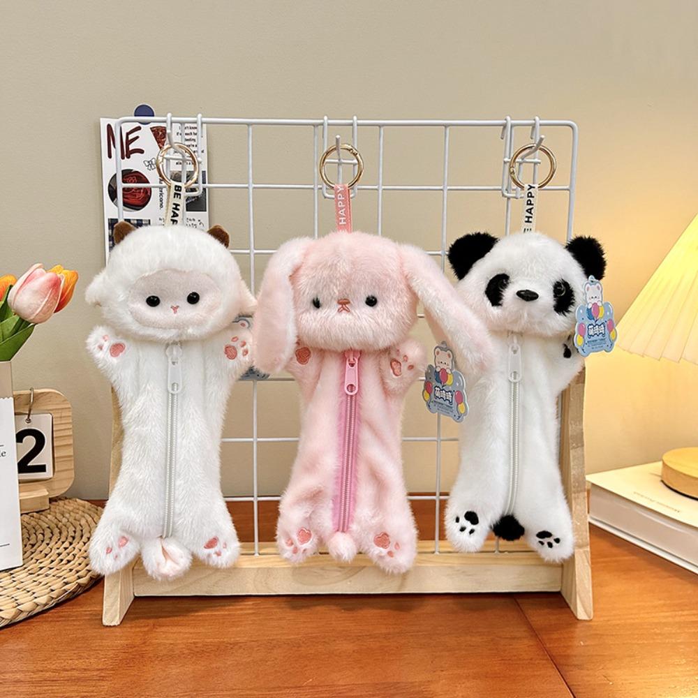 Soft Plush Plush Pencil Case Cartoon Cosmetic Bag Multi Function Storage Bag Office Stationery