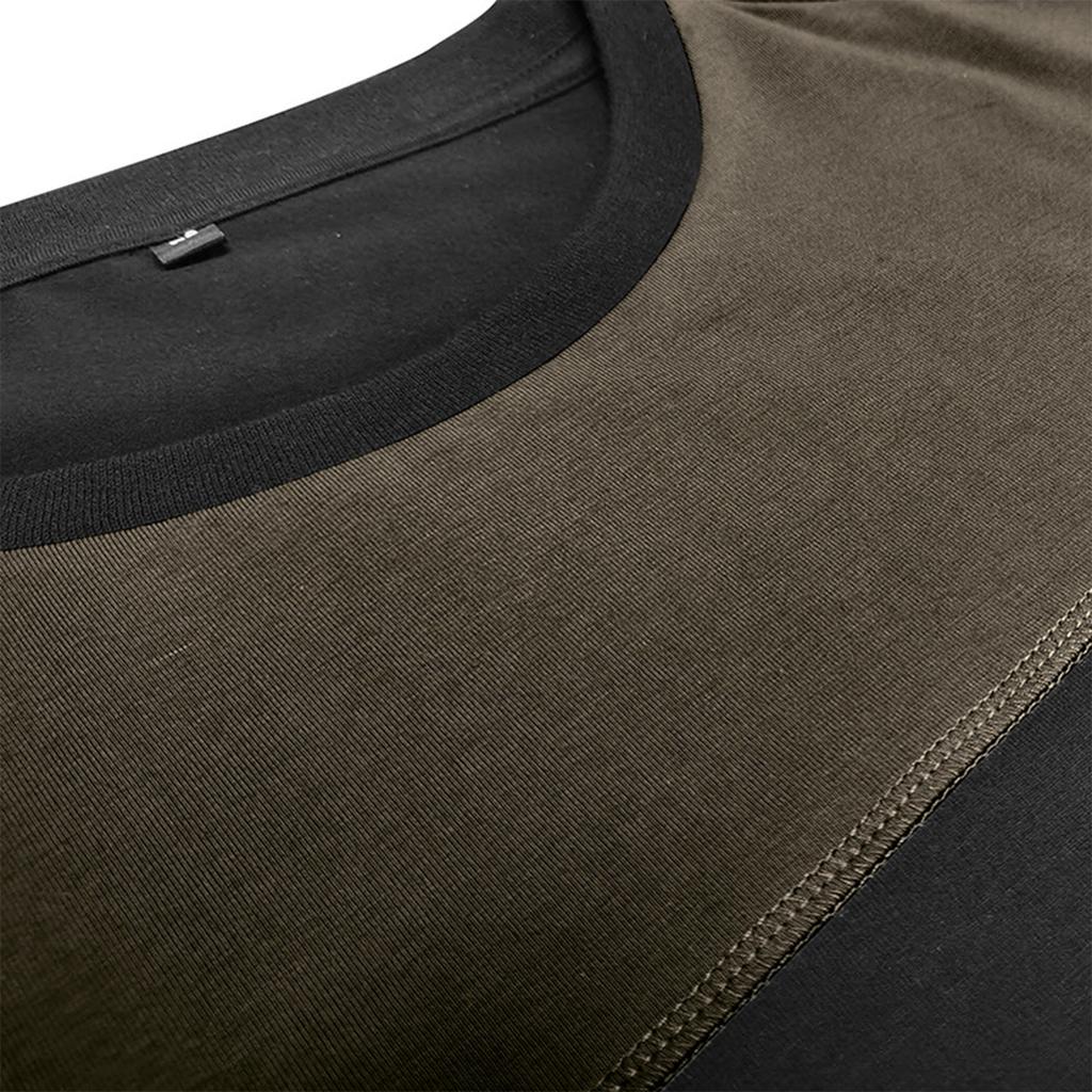 Men'S Round Neck Contrasting Loose Casual Long Sleeved Shirt