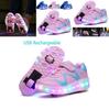 Vibrant Kids Double Wheels Light Up Roller Skates Shoes In Sporty Sneaker Style