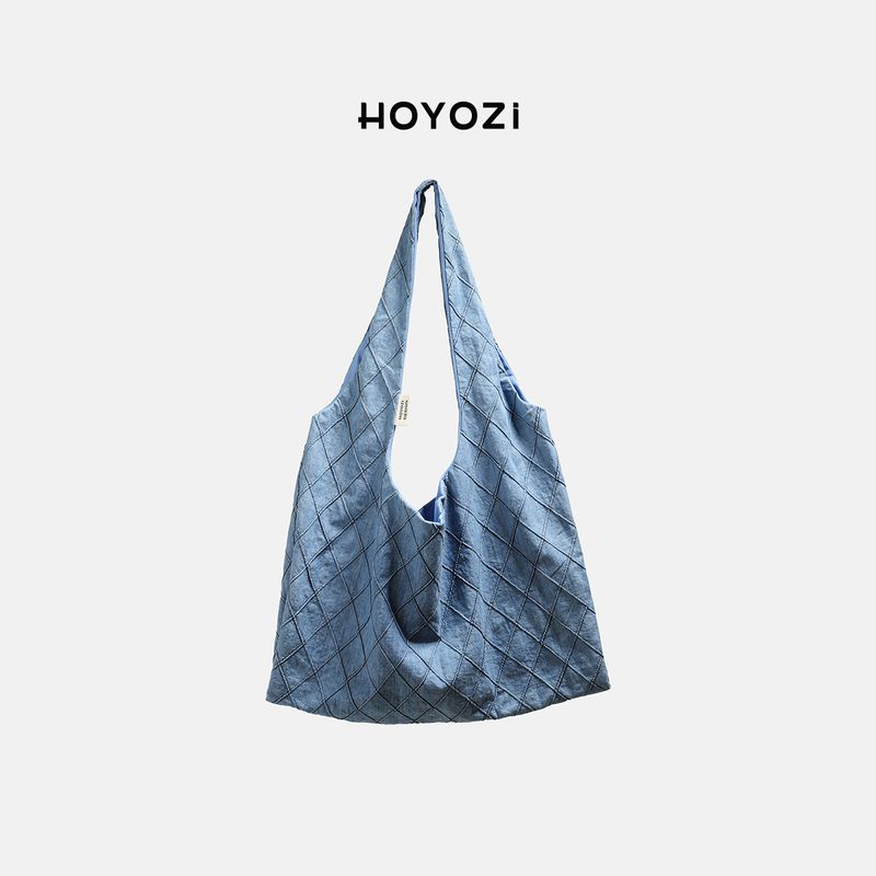 

[Xiaoyoujia Bag] Hoyozi Quilted Quilted Canvas Underarm Large Capacity Shoulder Bag Women s 2025 New Arrival Blue [new]]