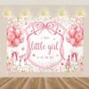 2D "A Sweet Little Girl Is On The Way" Backdrop, Watercolor Pink Floral Photography Background