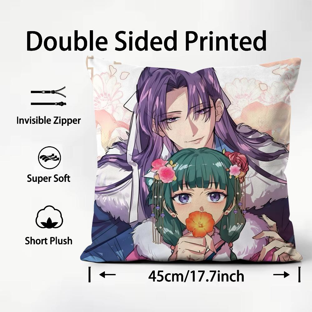 TThe ApothecaryY Diaries AnimeCushion Cover Plush Fabric Soft DoubleSided Printed Sofa Warm Winter Home Child Gift Pillow Case