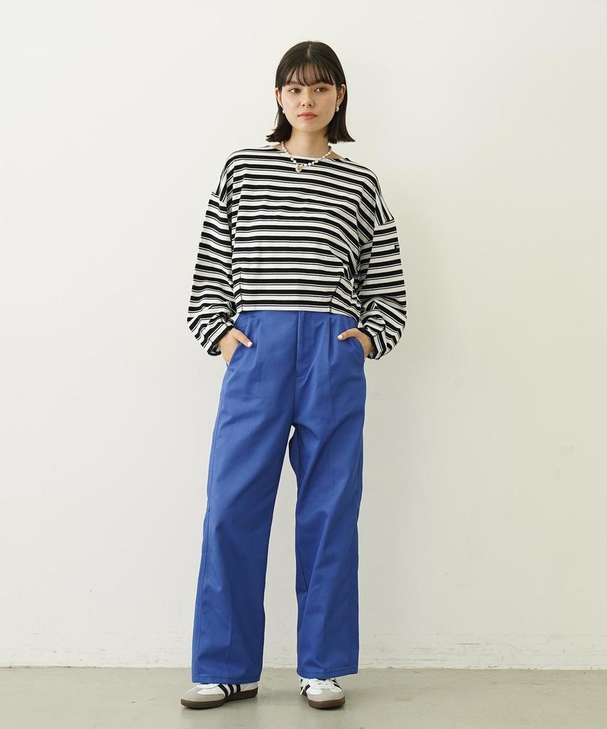 Milkfed Casual Tuck Stripe Long Sleeve Top in White Women's