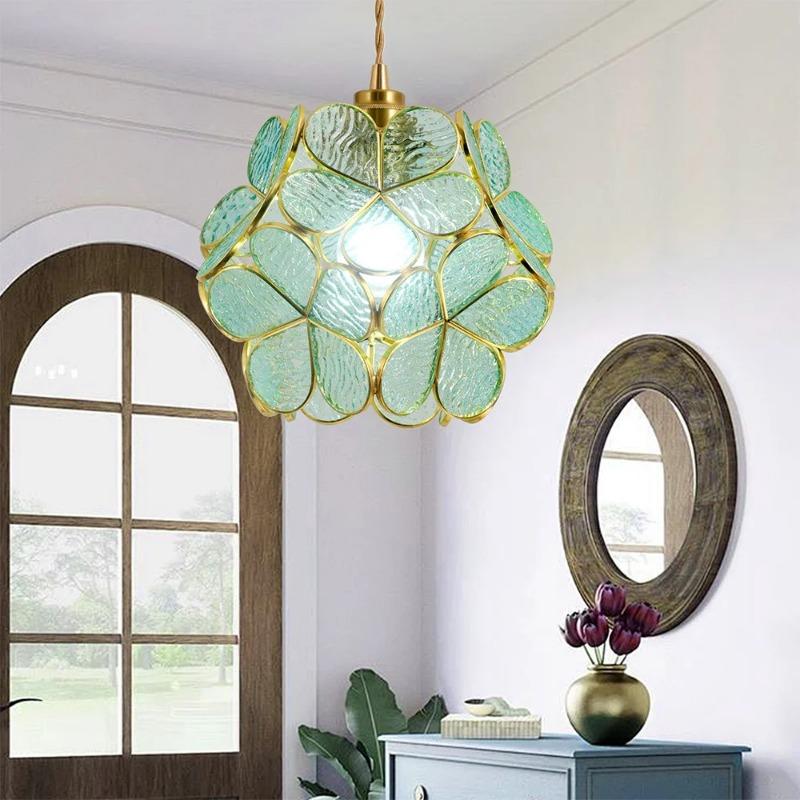 Lămpi Suspendate din Sticlă Lampă de Plafon LED Decor Acasă Candelabru Suspendat Felinar Floare Lustre Agățate Corp de Iluminat Insulă Bucătărie