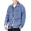 Versatile Denim Jacket Stylish Men's Denim Jacket with Lapel Collar Long Sleeves Large Pockets Fashionable Spring Autumn for Men