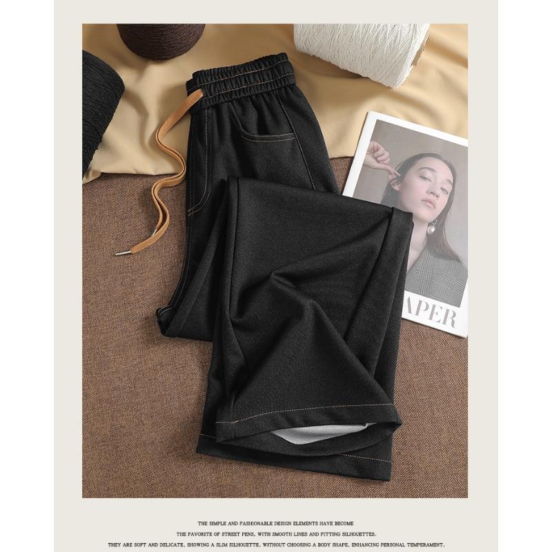 

DIMANAF 2025 Осень Зима Женские Брюки Большого Размера Женские Длинные Брюки Джинсы Деним Оверсайз Свободные Повседневные Штаны Толстые 5XL чёрный