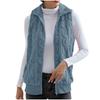 Fashionable Ladies Plaid Comfortable Fleece Cardigan Vest Stand Collar Sleeveless Women's Jacket