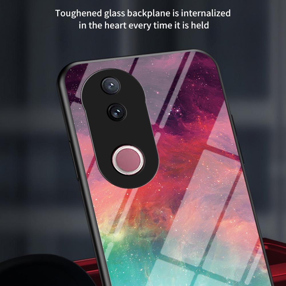 

For vivo V50 5G Case Starry Sky Pattern Tempered Glass Phone Cover Color Starry Sky