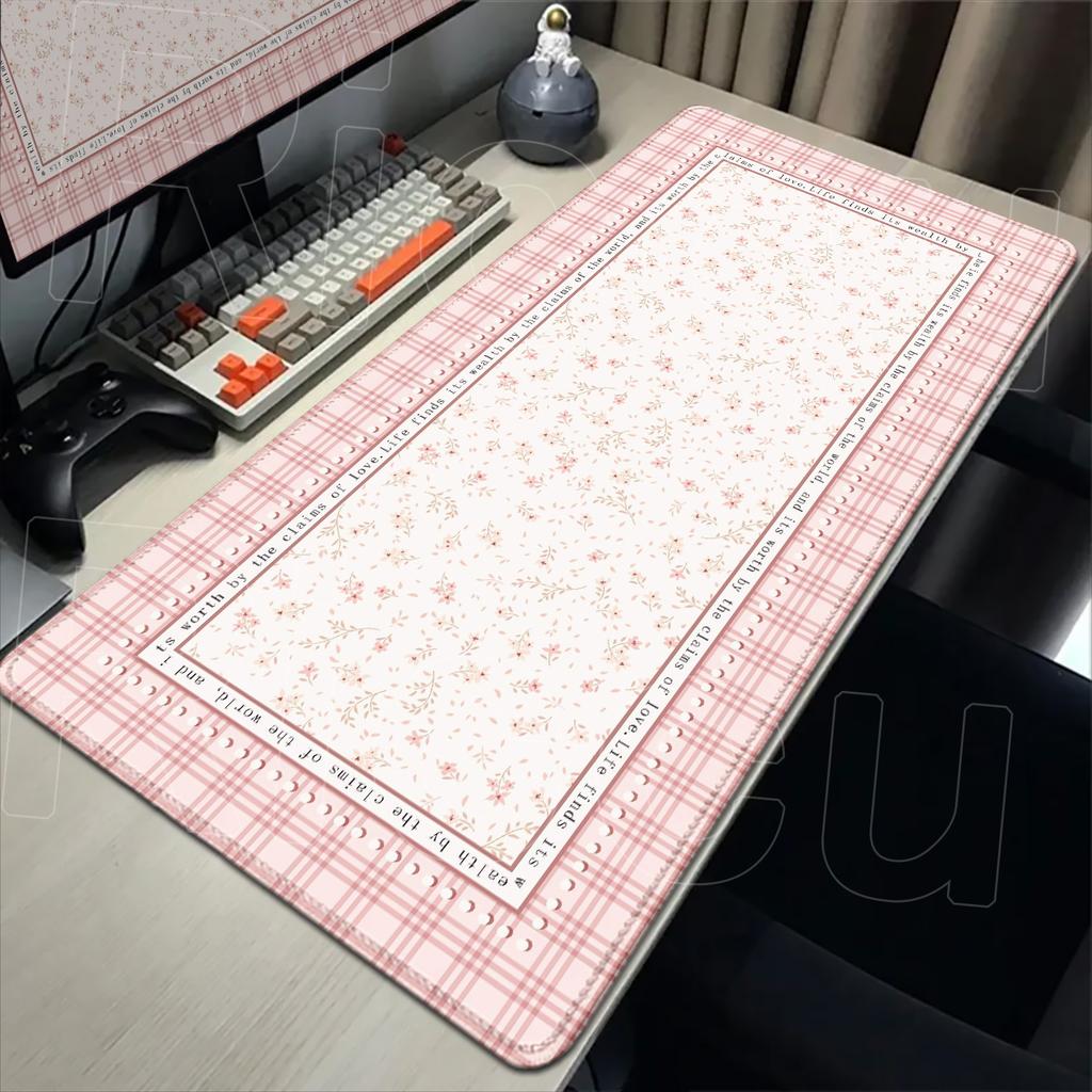 HD Print XXL Pink Retro Floral Persian Style Design Mouse Pad Large Desk Mat PC Office Gamer Keyboard Expand Mousepad Placemat