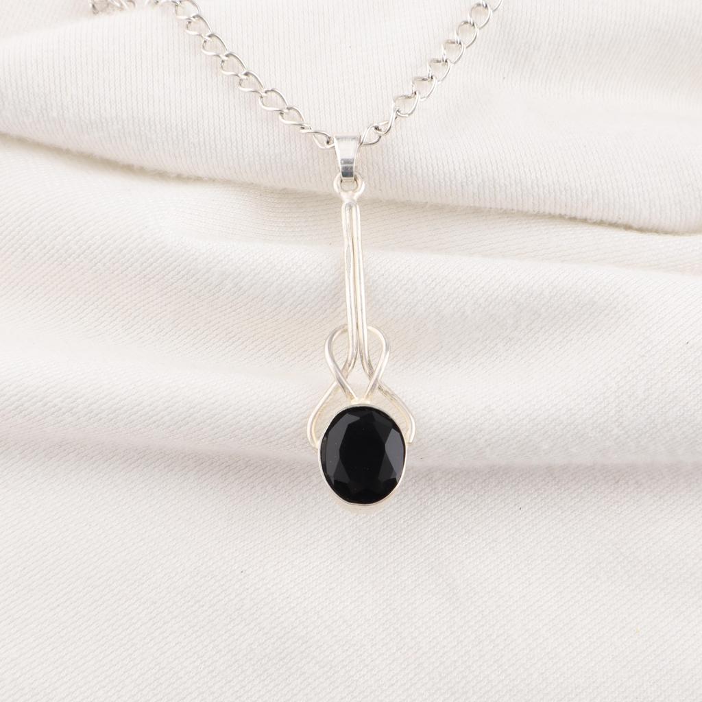 Black Onyx 925 Solid Sterling Silver Pendant, Handmade Gemstone Jewelry Pendant For Memorial Day