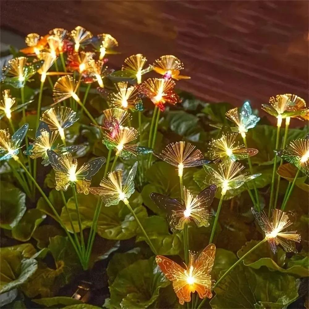 Solar-Powered Butterfly Fiber Optic Light - Waterproof Rechargeable Outdoor Garden Decor for Lawn, Yard, and Landscape
