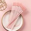 1 Pair of Household Kitchen Chinese Pink Cherry Blossoms Alloy Chopsticks Chopsticks Hot Pot Cooking Utensils Cute Chopsticks